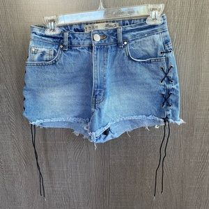 Denim Co. Denim Shorts with Lace-up Sides